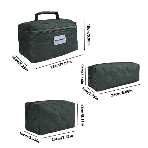 SnuggleNovaPack Water-resistant Cosmetic Bag Set,Multifunctional Travel Toiletry Organizer with 3 Pcs for Makeup, Toiletries and More (Green)