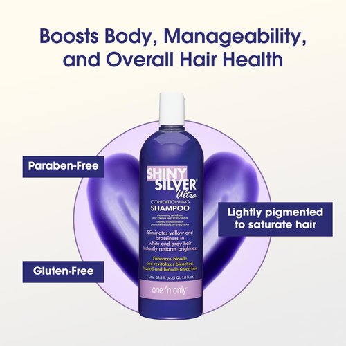 One 'n Only Shiny Silver Purple Shampoo - Argan Oil Toning for Blonde & Gray Hair - Moisturizes & Reduces Brassiness (1 Liter)