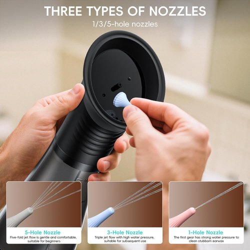 Ear Wax Removal with LED Display, Temodu Electric Ear Cleaner, Rechargeable Earwax Remove Removal Ear Irrigation System, 3 Pressure Modes Ear Cleaning Earwax Removal (12 Disposable Tips)