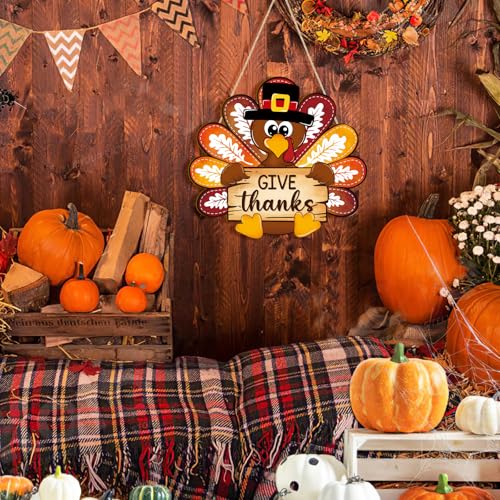 Thanksgiving Wooden Turkey Wreath for Front Door - Maple Leaf Large Fall Decor