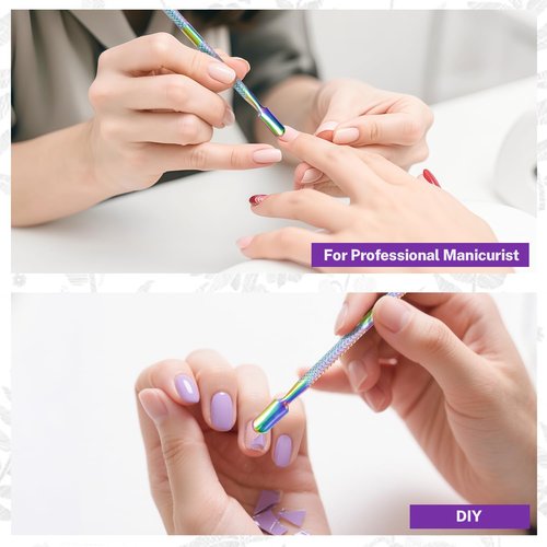 10Pcs Cuticle Pusher Remover and Cutter, Creatiee Double Ended Stainless Steel Cuticle Cleaner Nail Gel Polish Removal, Manicure Pedicure Nail Tools for Fingernails Toenails (Colorful)
