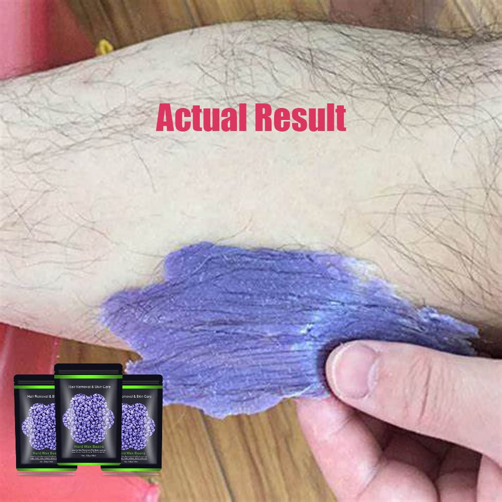 Wax Beads for Hair Removal 10.5oz (300g), Auperwel Hard Wax Beads Beans for Sensitive Skin Brazilian Waxing, Face, Bikini, Eyebrow, Legs, Painless for Women Men, 3 packs Kit with 10 Sticks