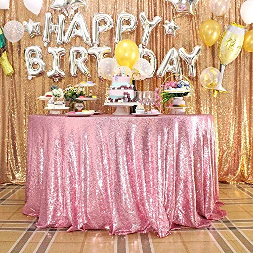 Rose Pink Sequin Tablecloth - 132 Inch Round Glitter Cover for Weddings & Parties - Variation of THIS listing