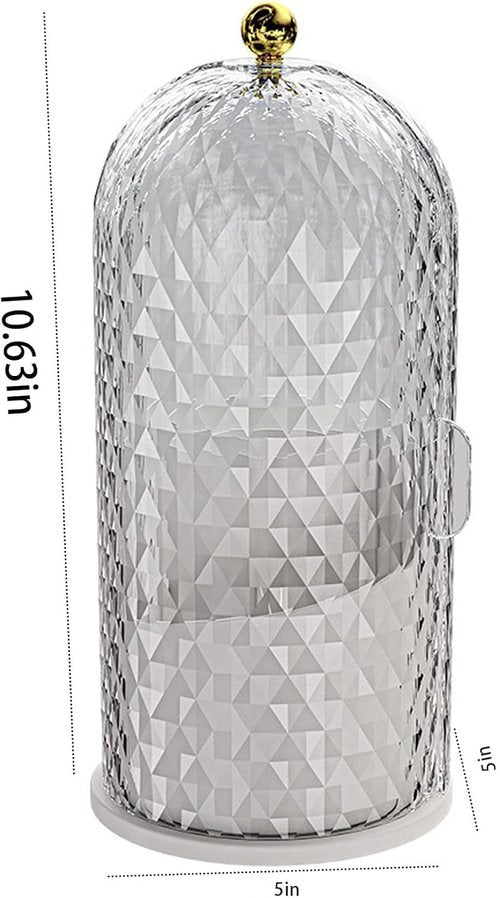 ccsxqy Makeup Brush Holder Organizer with Cover - 360° Rotating Clear Dustproof Cosmetic & Skincare Storage for Vanity, Desktop, Bathroom Countertop (White)