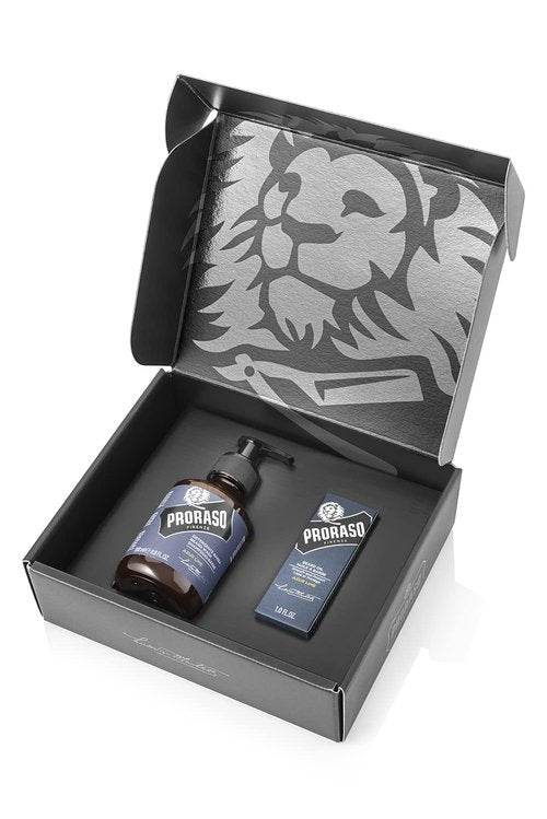 Proraso Azur Lime Beard Care Duo Kit - Beard Wash and Oil with Fresh, Citrus Scent for Long or Full Beards - Premium Italian Gift Set for Men