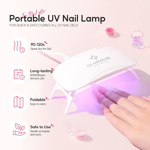 Glamonade Acrylic Nail Kit for Beginners: Professional Nail Kit Set with Everything UV Light and Complete Nail Supplies Salon
