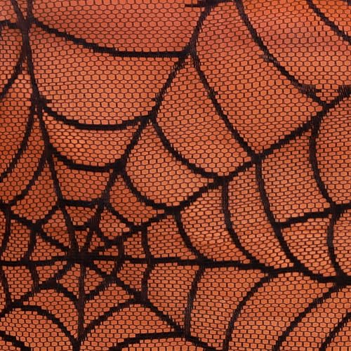 Halloween Lace Tablecloth with Orange Liner - Square 52x52 Inches - Contour Design