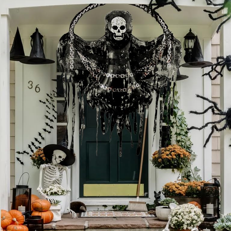 Halloween Hanging Skeleton Balloon - Grim Reaper Variant, 55 Inch, Indoor Outdoor Decor