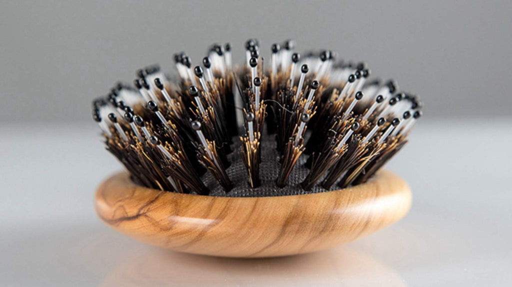Wild Boar Bristle Hairbrush with Waxed Olive Wood Handle for Styling, Smoothing, Detangling Thick, Thin, Straight, Curly, Wavy, Dry, Damaged Hair to Women, Men, Ladies, Giftbox Included