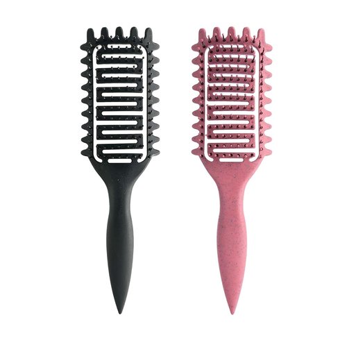 Skiennix Curl Defining Brush - Vented Detangling Tool for Wet & Dry Styling | Lightweight Pink & Black Design
