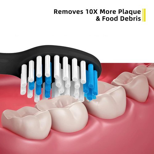 Toothbrush Replacement Heads Compatible with Acteh Toothbrush,with Dust Cover Caps,10 Pack (Black, Medium)