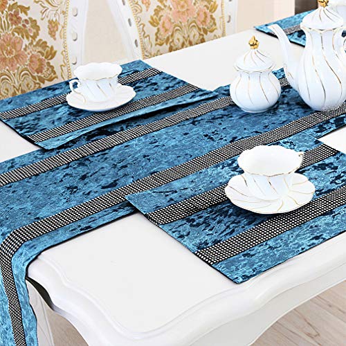 Light Blue Sequin Rhinestone Table Runner 13x84 Inches for Elegant Party Decor