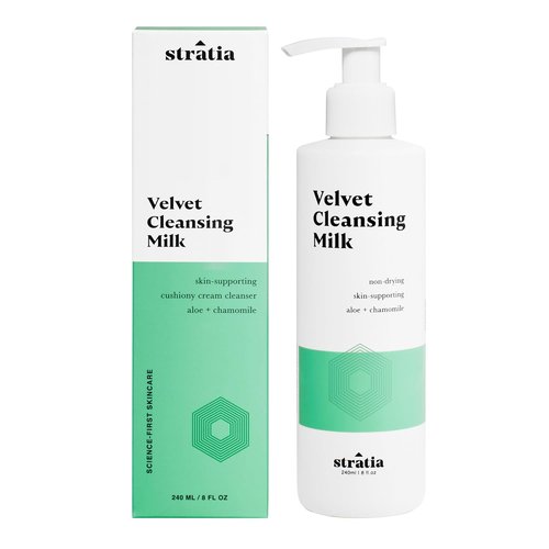 Stratia Velvet Cleansing Milk - Gentle Moisturizing Face Cleanser with Chamomile & Aloe Vera | 8 Fl Oz