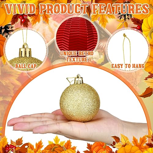 Fall Ball Ornaments for Thanksgiving Tree Decor - 48 Pieces with Yellow, Orange, Brown, Red Brown Variations