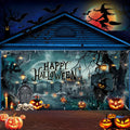 Halloween Garage Door Cover Banner 18x7ft Spooky Graveyard Backdrop - Outdoor Holiday Decoration - Variation of THIS listing