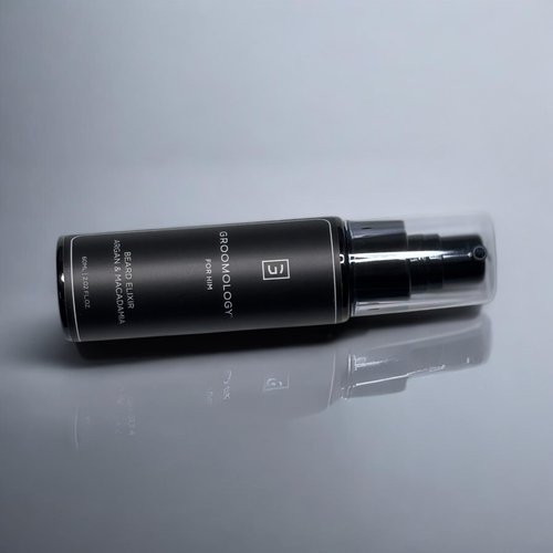 GROOMOLOGY Beard Elixir | Exclusive Engineered Dual-Oil Blend with Argan & Macadamia | Organic, Vegan & Cruelty-Free | Lightweight, Non-Greasy for Soft, Fuller Beards | Effortless Pump | 2 oz