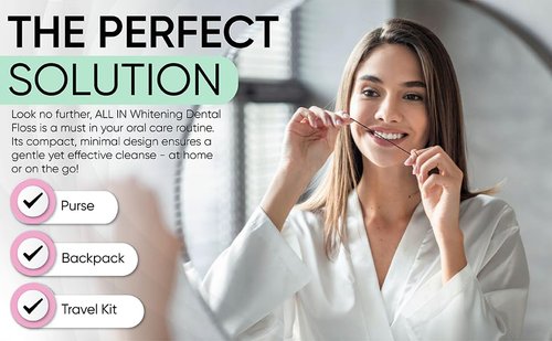 ALL IN Waxed Charcoal Floss with a Refillable Dental Floss Magnetic Holder - Plant Based, Natural, and No PFAS - Mint Floss for Effective Plaque Removal, Clean Teeth, Fresh Breath - 32 yd