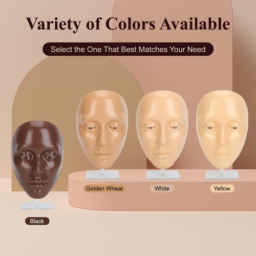 CHADWICK 5D Makeup Practice Face Board, Silicone Mannequin, Reusable Beginner Eye Practice for Makeup Artists, Girl's Gift or Professionals (Golden Wheat)