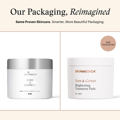 SkinMedica Even & Correct Brightening Treatment Pads - Exfoliating 10% Glycolic Acid, 60 Ct