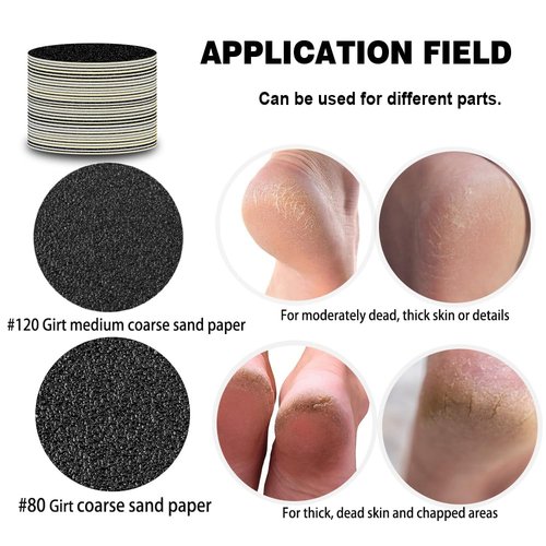 LIERKISS 120pcs Replacement Sandpaper Discs for Electric Foot File Professional Replaceable Sandpaper Refill Discs for Electric Callus Remover to Remove Callus Dead Cracked Skin Remover