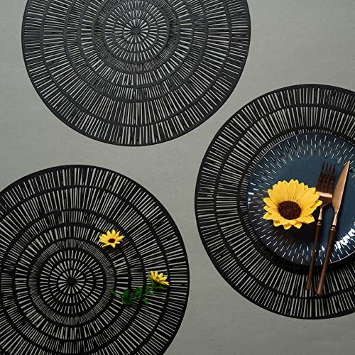 Vinyl Placemats Set of 6 - 15 Inch Metallic Heat-Resistant Table Mats for Dining
