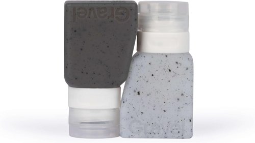 Gravel Silicone Travel Bottles - Leakproof, BPA-Free 3oz Toiletry Set (2-Pack) | TSA Approved, Clear & Gray
