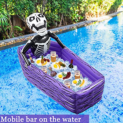 Halloween Inflatable Coffin Cooler - 43 Inch Purple Drink Holder for Parties