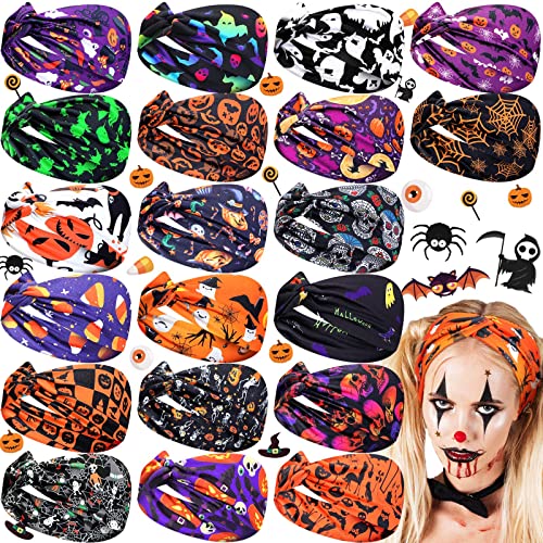Halloween Headbands Bulk Pack for Women Skull Elastic Non-Slip Costume Accessories