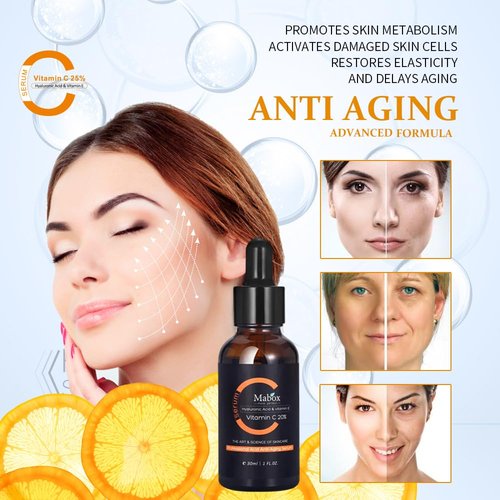 Skiennix Vitamin C Face Serum - Fade Dark Spots & Wrinkles with Hyaluronic Acid | 1 fl. oz.