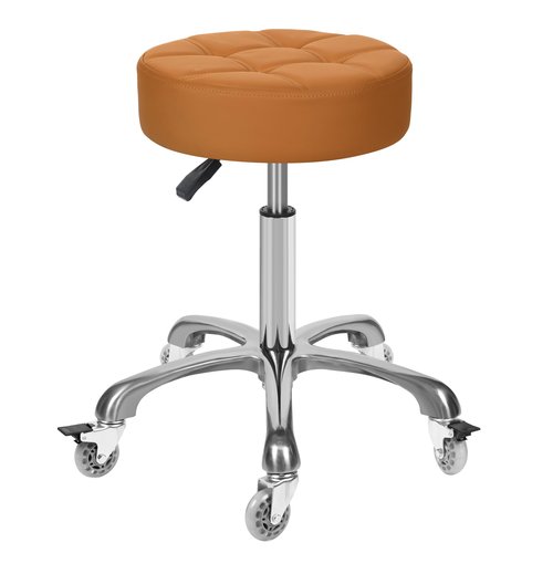 McDooFly Adjustable Heavy Duty Stool - Rolling Stools with Locking Caster Wheels - Swivel Stools Backless Chair for Beauty Hair Salon Spa Home Kitchen Office Shop Massage (Camel, Height 18 to 22 in)
