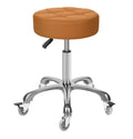 McDooFly Adjustable Heavy Duty Stool - Rolling Stools with Locking Caster Wheels - Swivel Stools Backless Chair for Beauty Hair Salon Spa Home Kitchen Office Shop Massage (Camel, Height 18 to 22 in)