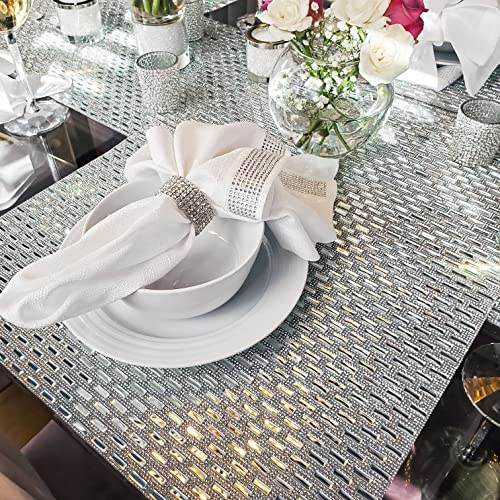 Black Rectangular Glass Stone Rhinestone Placemat - Sparkling Formal Table Decor 13x18 with Felt Back - Variation of THIS listing