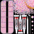 Light Pink AB Flatback Rhinestones with Glue Set for Jewelry & Crafts - 1 Small Pack