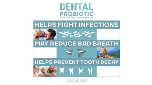 Dental Oral Probiotic, 60 Chewable Tablets - Supplements w/BLIS K12 & M18 - Bad Breath Treatment for Adults - Boosts Oral Health - Fights Halitosis, Tooth Decay, Strep Throat (Mint Flavor)