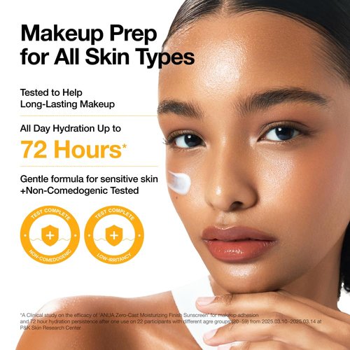 Anua Zero-Cast Moisturizing Sunscreen SPF 50 - Glow Natural Face Sunscreen with Hyaluronic Acid & Niacinamide | Oil-Free, 1.69 fl oz