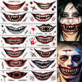 Halloween Face Tattoos Big Mouth Set - 14 Sheets Horror Makeup