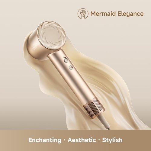 Dreame Glory Mix High-Speed Hair Dryer - Dual Voltage, 3 Magnetic Nozzles, Customized Fragrant Drying, Gold
