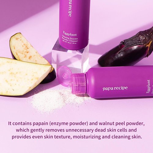 Papa Recipe Eggplant Enzyme Cleansing Powder - Gentle Exfoliating Face Wash for Balanced Skin | 1.7oz/50g