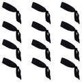 Kenz Laurenz 12 Tie Back Headbands Moisture Wicking Athletic Sports Head Band You Pick Colors (Black)