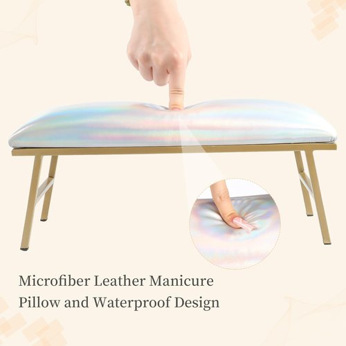 Arm Rest for Nails, Nail Arm Rest for Nail Tech with Microfiber Leather Nail Table Mat, Manicure Hand Rest Stand Nail Art Accessories Tool for Nails Tech (Aurora)