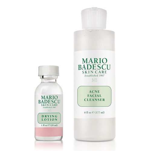 Mario Badescu Drying Lotion & Acne Facial Cleanser Bundle | Blemish Spot Treatment & Oil-Free Face Wash with Salicylic Acid & Aloe Vera | Clears Surface Blemishes & Deep Cleans Pores