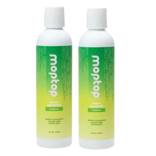 MopTop Gentle Shampoo – Every Day Curly Hair Sulfate Free Shampoo, Improves Moisture & Reduces Frizz, Paraben Free Natural Hair Products for Straight, Wavy, Curly, Coily Texture (Bamboo, 2pk)