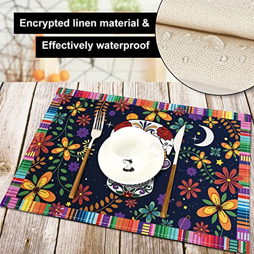 Halloween Day of the Dead Sugar Skull Placemats - Mexican Style, 4 Pack