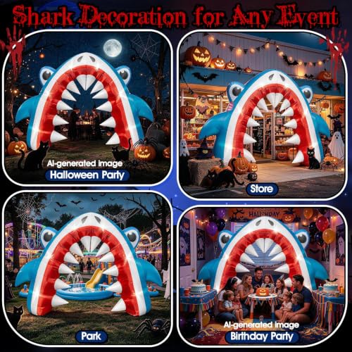 13FT Blue Shark Inflatable Arch for Halloween Yard Lawn Decor - Eye-Catching Entrance