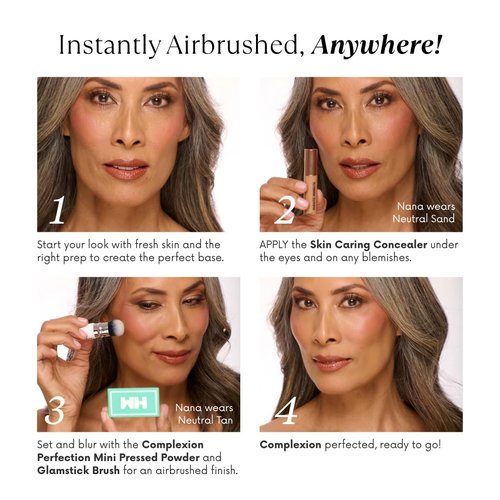 Haute Minute Travel Size Mini Pressed Powder - Complexion Perfection for On-the-Go | Neutral Dark