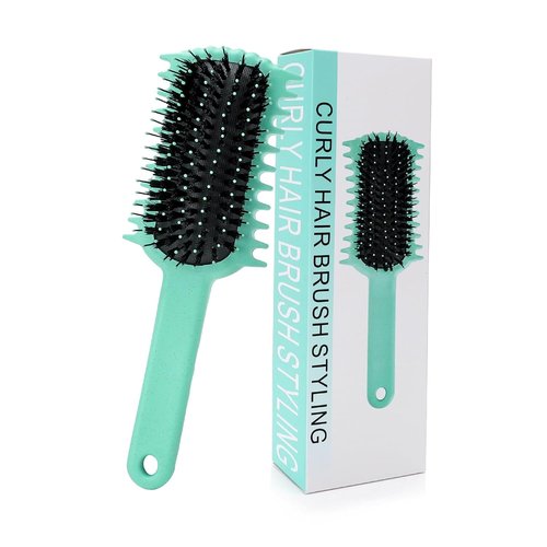 Skiennix Curly Hair Brush - Volume Curl Defining Tool for Easy Detangling & Styling | Green