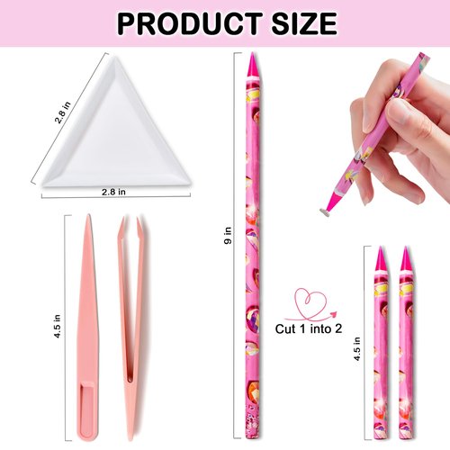 17Pcs Rhinestone Picker Tool Kit, Self-Adhesive Wax Pencil for Rhinestones and Diamond Painting, Jewel Picker Tool Dotting Tools for Nail Art, Little Nail Gem Tool with 8 Rhinestone Tray Nail Tweezers
