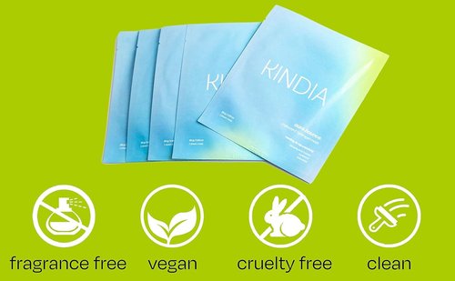 KINDIA Aura Bounce Pack - 5 Biodegradable Korean Sheet Masks, Tea Tree, Bakuchiol, Ginseng, Peony, Hydrating, Repairing, Ayurvedic Enriched - Rejuvenating Skincare Routine