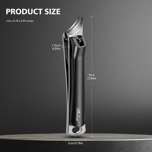 BALUCA Slanted Blade Ingrown Toenail Clippers for Thick Toenails, Angled Toe Nail Fingernail Cutter Trimmer for Seniors and Men - Black