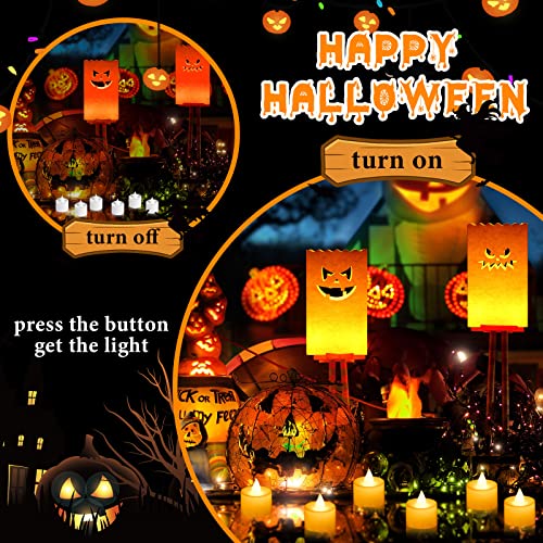 Halloween Luminary Bags with LED Candles Set - Classic Style, 48 Pcs